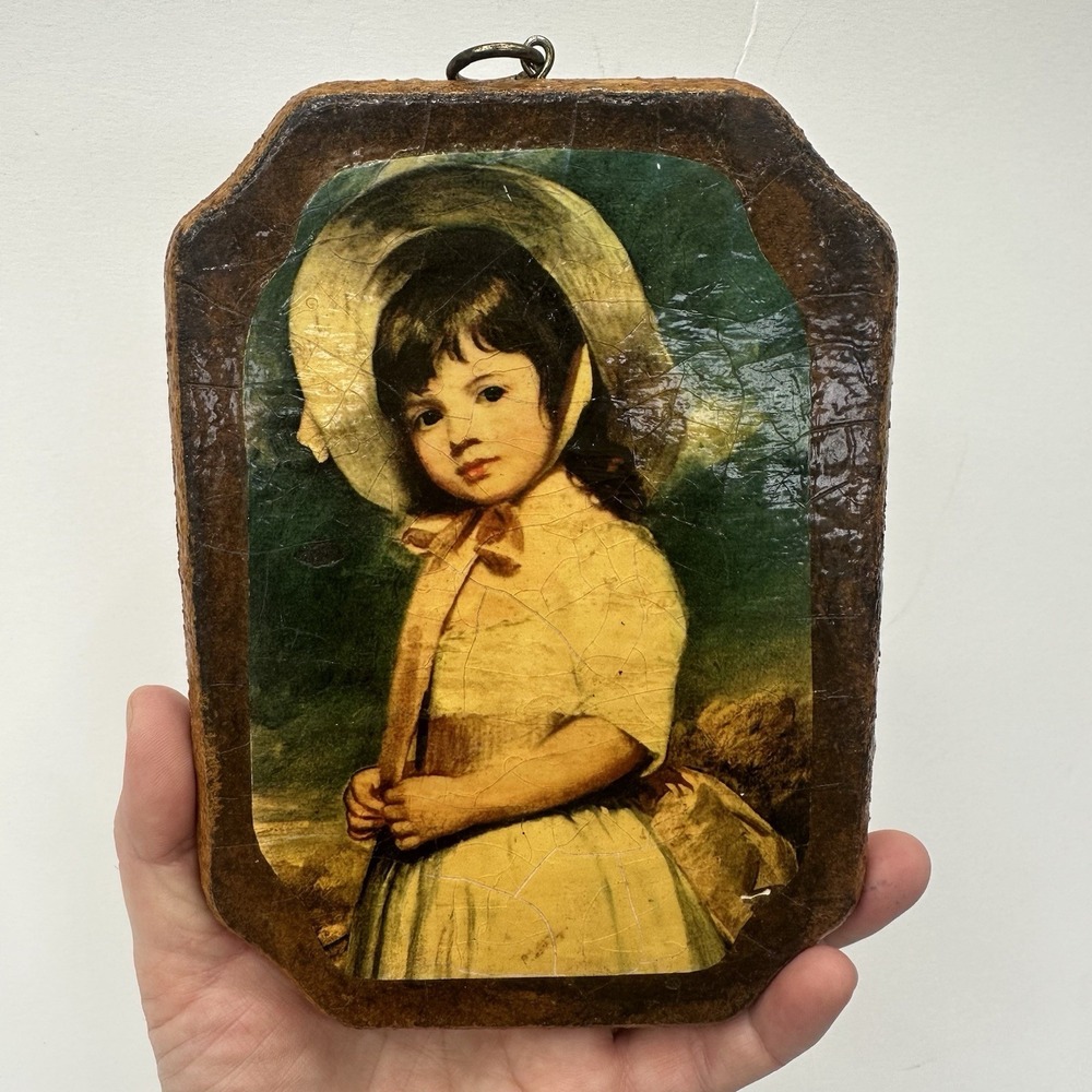 Miss Willoughby George Rommey Wooden Wall Plaque Decoupage Wall Art Hanging 7"